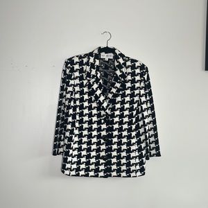 Vintage Black and White Houdstooth Jacket by St. John Collection